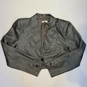 SLA the Label Cropped Glitter Blazer